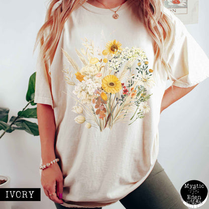 Vintage spring floral wildflowers shirt