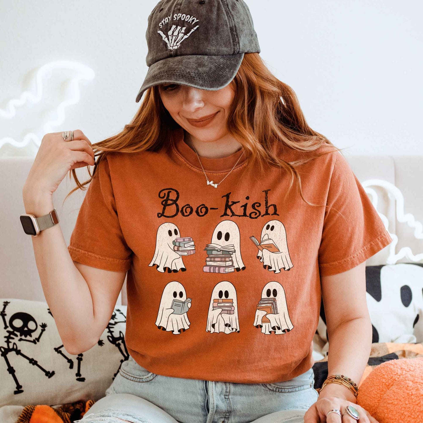 Boo-kish Ghosts Halloween Shirt Book lover Tee