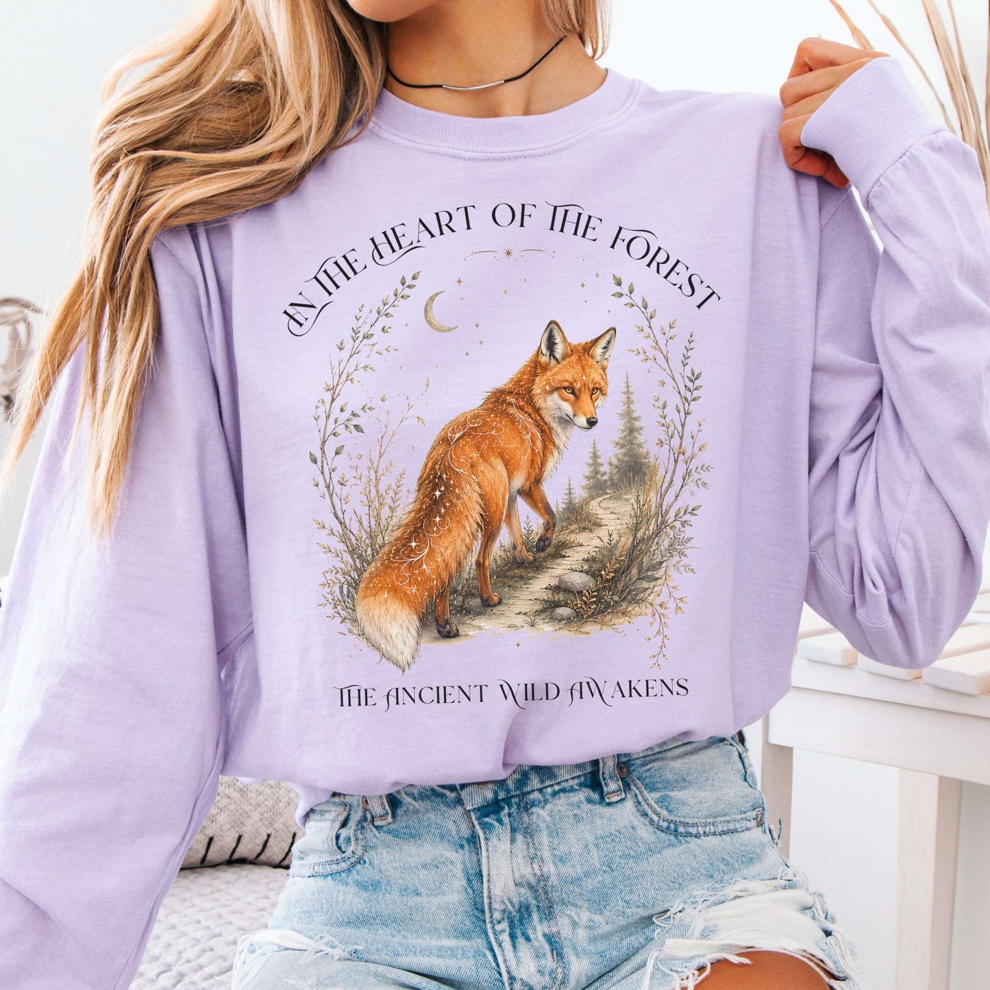 Long-sleeve Orchid / S In the Heart of the Forest The Ancient Wild Awakens Fox Long Sleeve The Mystic Eden