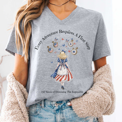 V-neck Athletic Heather / S 250 Years of Dreaming the Impossible American Alice V-Neck The Mystic Eden