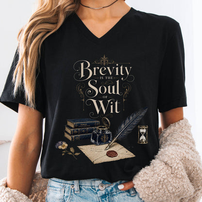 V-neck Black / S Brevity Is the Soul of Wit Shakespeare Literary V-Neck The Mystic Eden