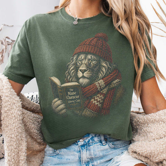 T-Shirt Moss / S The Mane Character Literary Club Lion T-Shirt The Mystic Eden