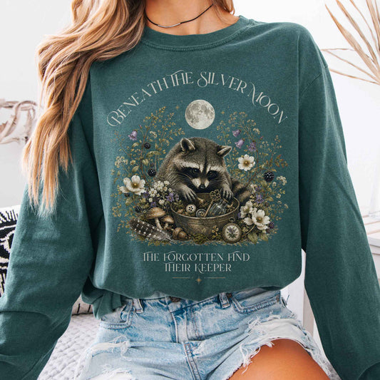Long-sleeve Blue Spruce / S Beneath the Silver Moon Raccoon Sleeve The Mystic Eden