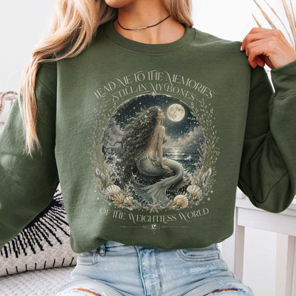 Sweatshirt Military Green / S A Mermaid's Memories Of The Weightless World Amy Crockett Crewneck Sweatshirt The Mystic Eden