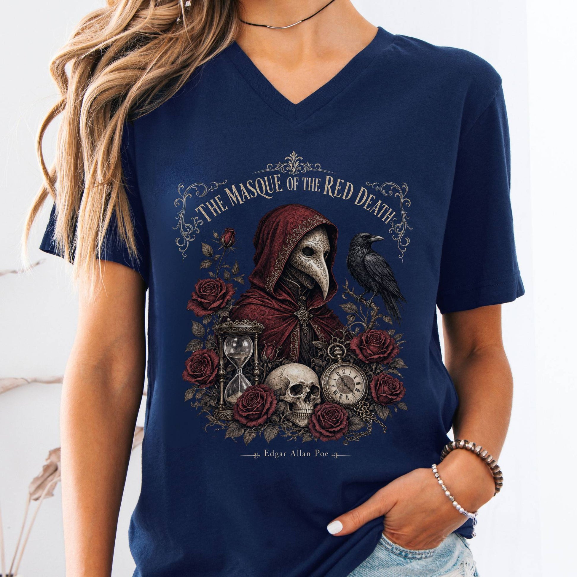 V-neck Navy / S Poe's The Masque of the Red Death V-Neck The Mystic Eden