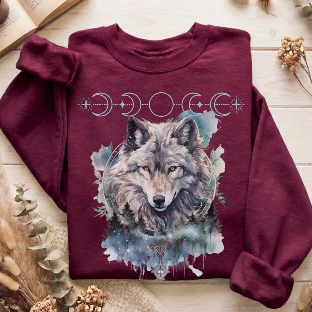 Sweatshirt Moonlit Wolf Sweatshirt The Mystic Eden