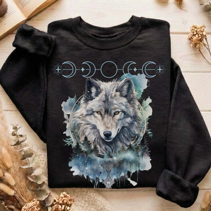 Sweatshirt Moonlit Wolf Sweatshirt The Mystic Eden