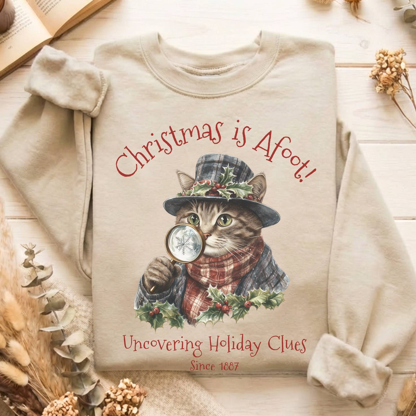 Sweatshirt Christmas is Afoot! Sherlock Holmes Christmas Sweatshirt The Mystic Eden