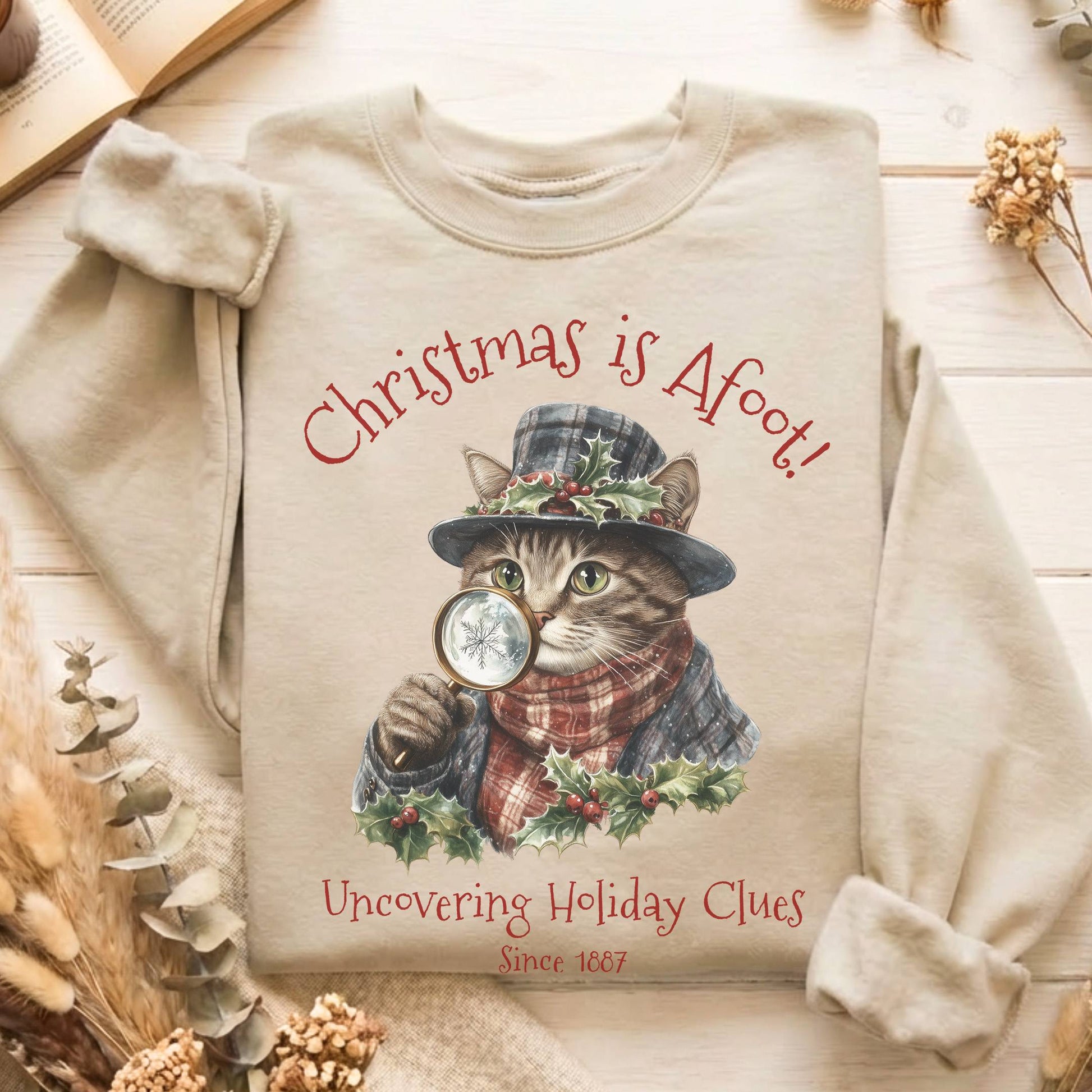 Sweatshirt Christmas is Afoot! Sherlock Holmes Christmas Sweatshirt The Mystic Eden