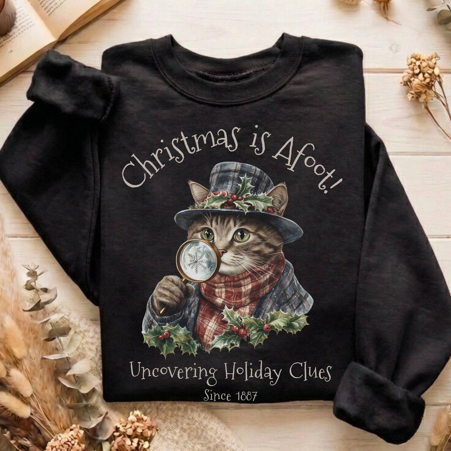Sweatshirt Christmas is Afoot! Sherlock Holmes Christmas Sweatshirt The Mystic Eden