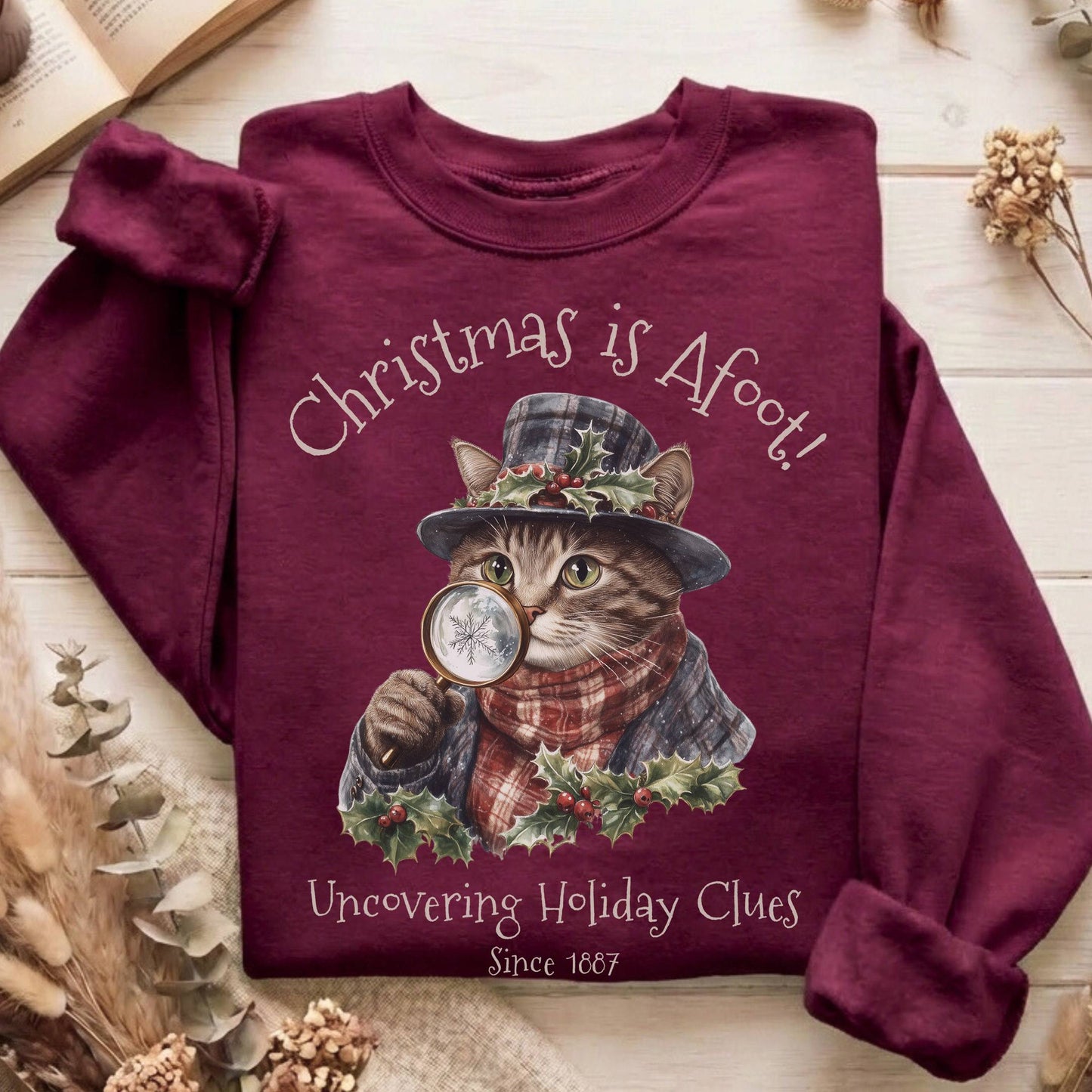 Sweatshirt Christmas is Afoot! Sherlock Holmes Christmas Sweatshirt The Mystic Eden