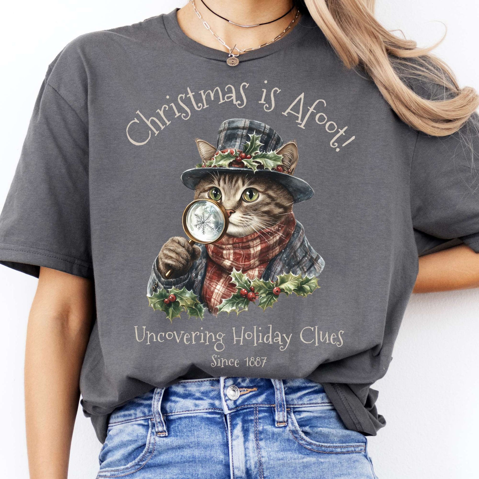 T-Shirt Christmas is Afoot! Sherlock Holmes Christmas T-Shirt The Mystic Eden