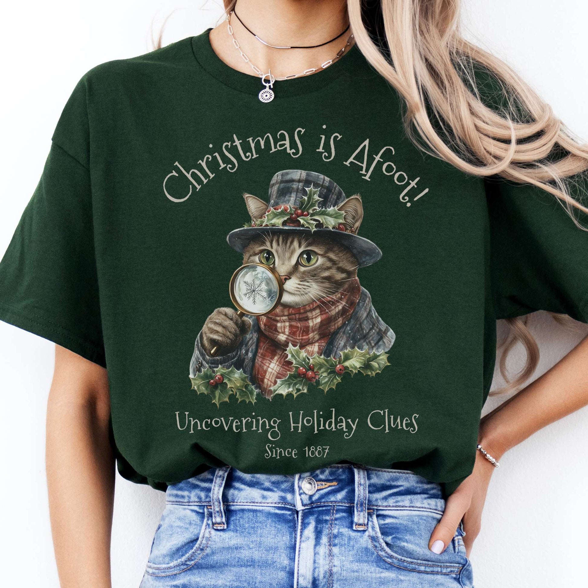 T-Shirt Christmas is Afoot! Sherlock Holmes Christmas T-Shirt The Mystic Eden