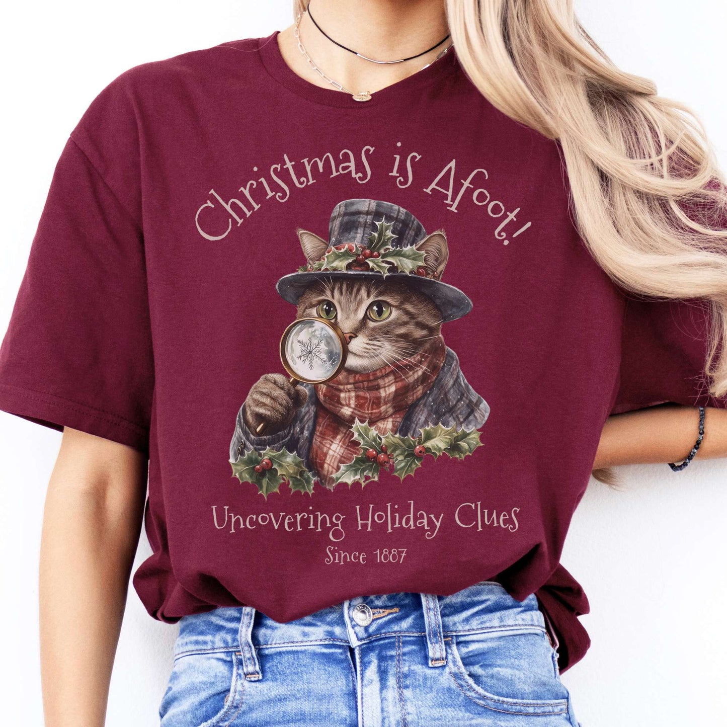 T-Shirt Christmas is Afoot! Sherlock Holmes Christmas T-Shirt The Mystic Eden