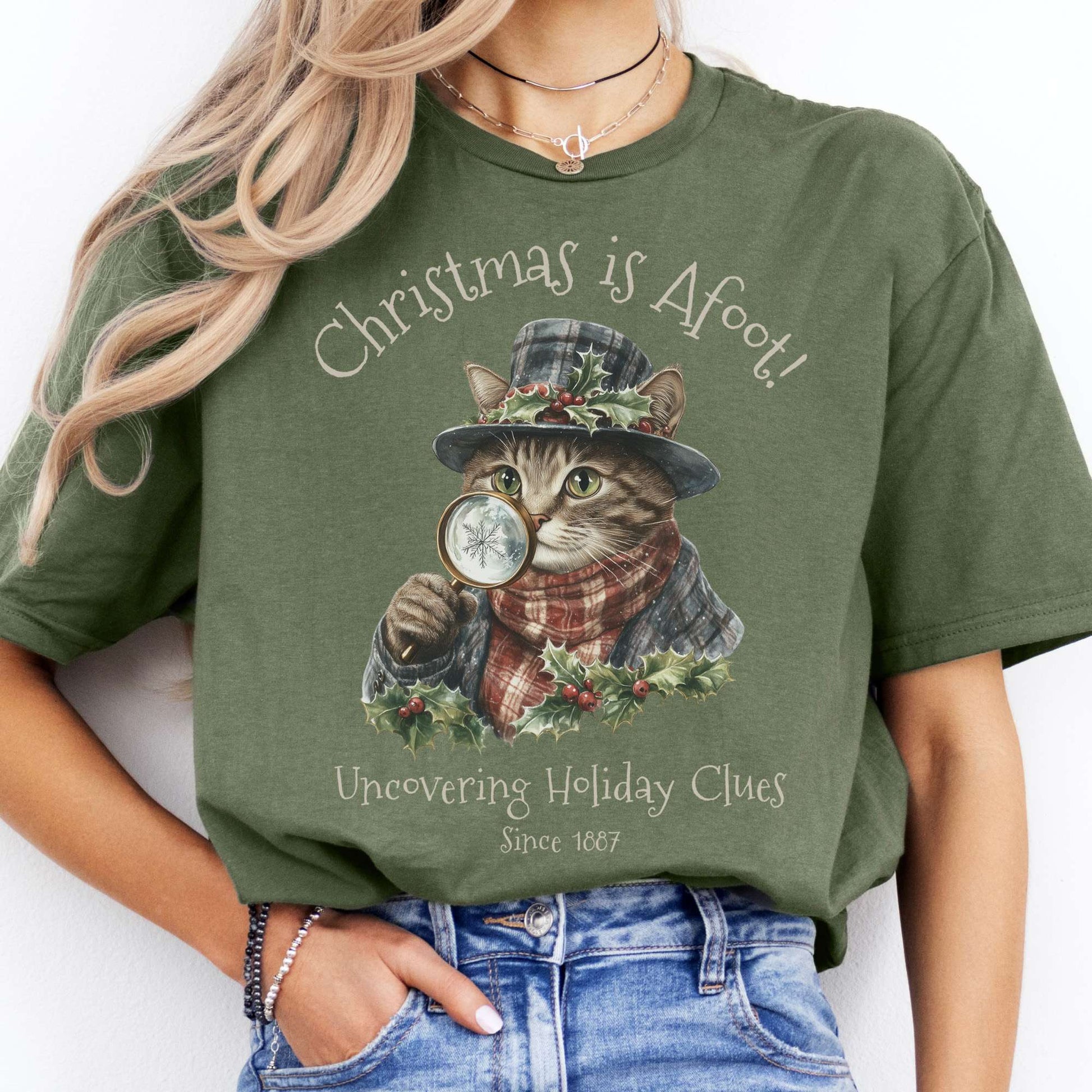 T-Shirt Christmas is Afoot! Sherlock Holmes Christmas T-Shirt The Mystic Eden