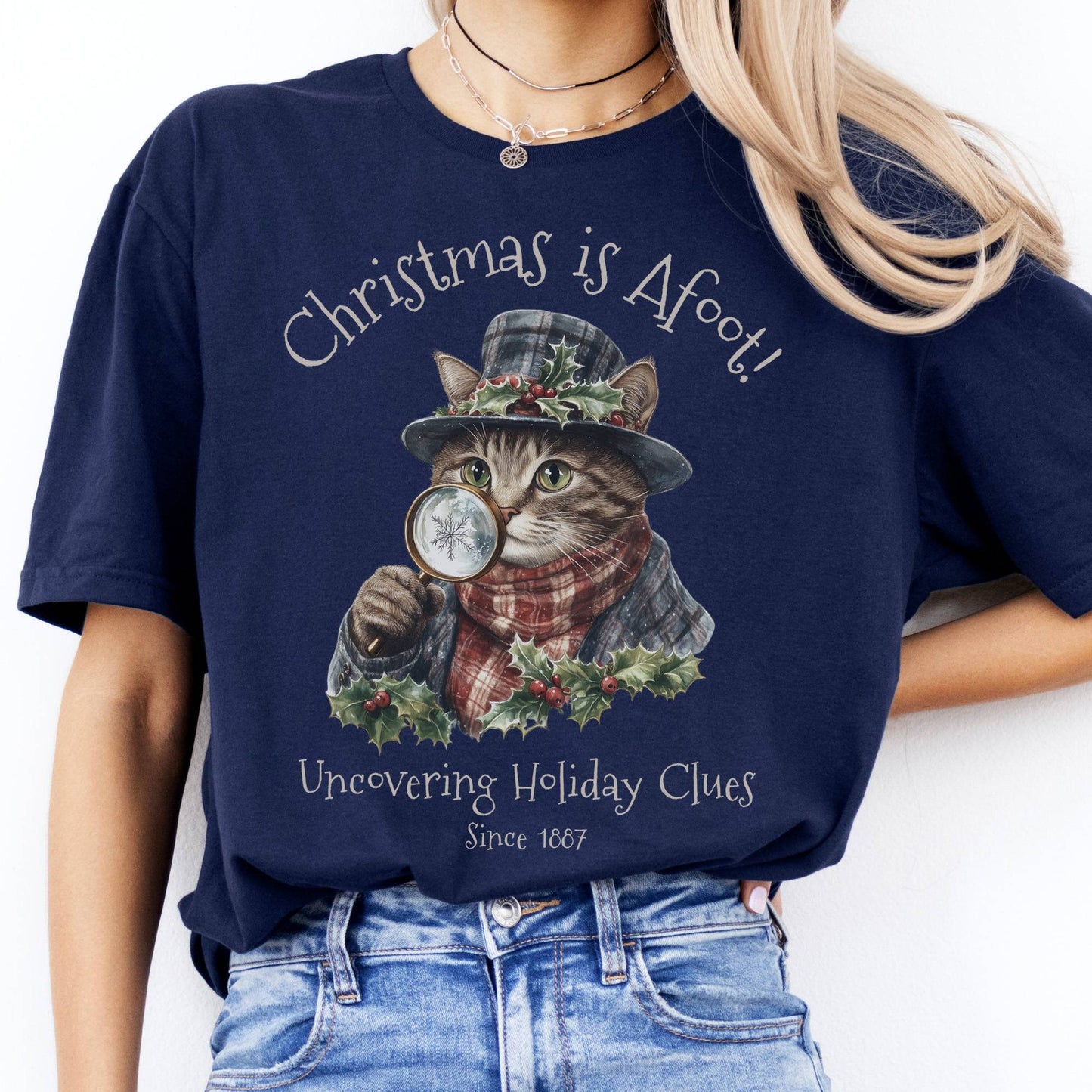 T-Shirt Christmas is Afoot! Sherlock Holmes Christmas T-Shirt The Mystic Eden