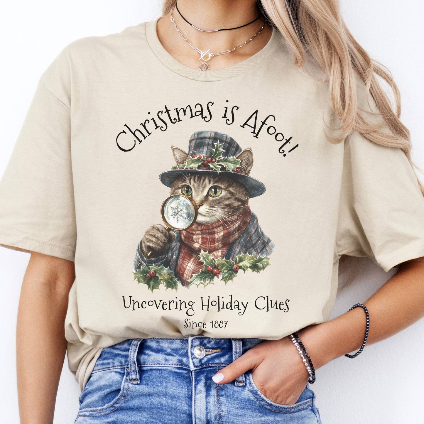 T-Shirt Christmas is Afoot! Sherlock Holmes Christmas T-Shirt The Mystic Eden