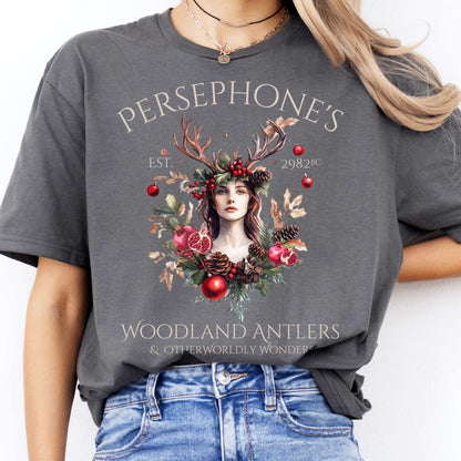 T-Shirts Persephone's Woodland Antlers Christmas T-Shirt The Mystic Eden