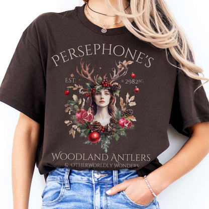 T-Shirts Persephone's Woodland Antlers Christmas T-Shirt The Mystic Eden