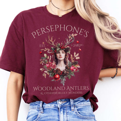 T-Shirts Persephone's Woodland Antlers Christmas T-Shirt The Mystic Eden