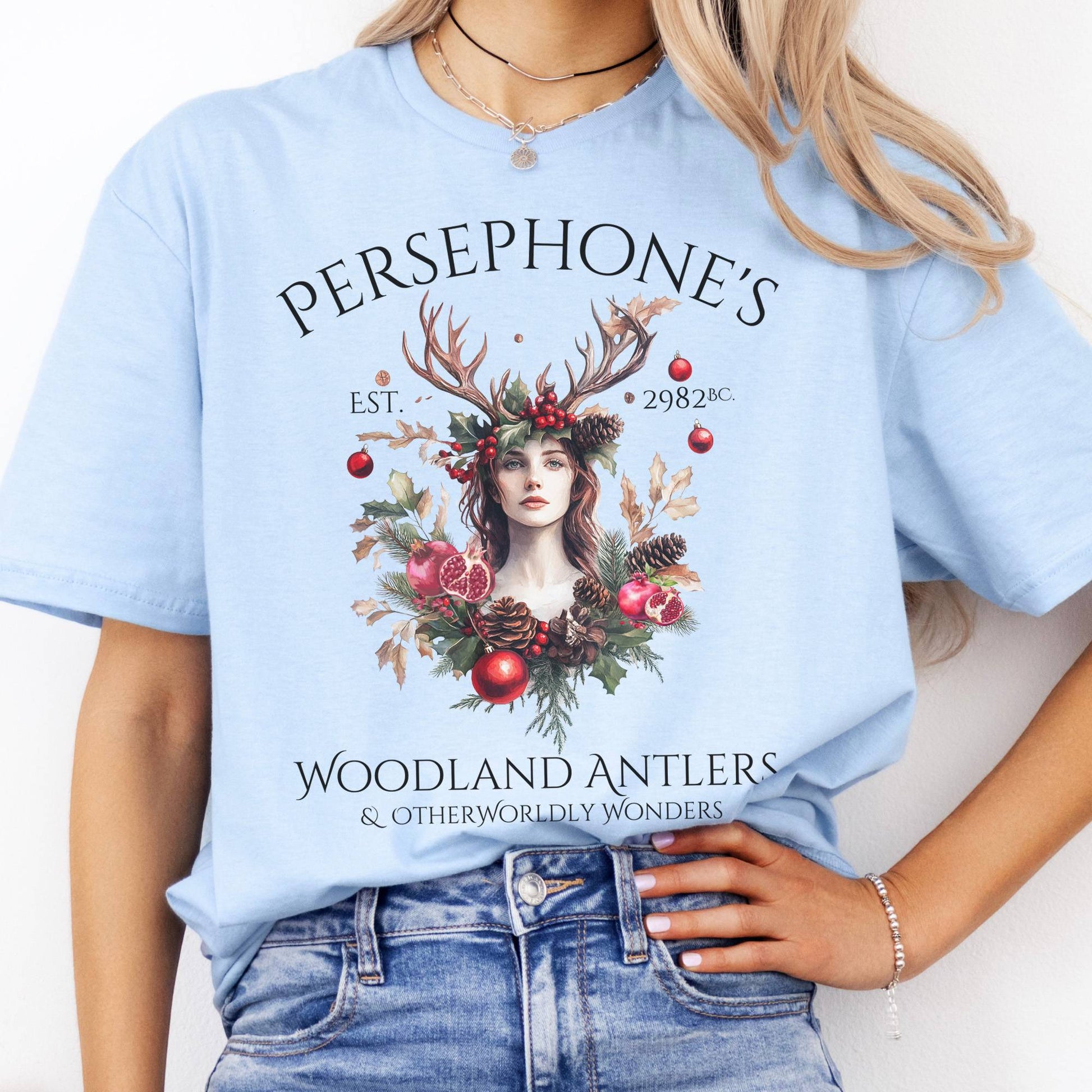 T-Shirts Persephone's Woodland Antlers Christmas T-Shirt The Mystic Eden