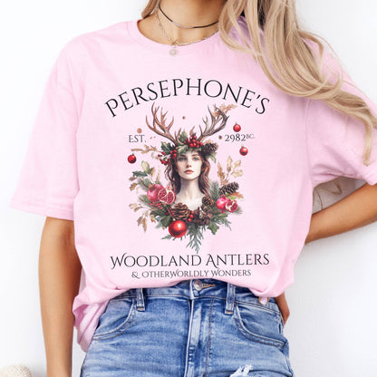 T-Shirts Persephone's Woodland Antlers Christmas T-Shirt The Mystic Eden