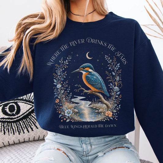 Sweatshirt Navy / S Where the River Drinks the Stars Crewneck Sweatshirt The Mystic Eden