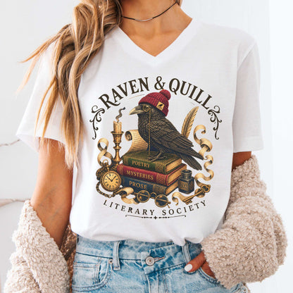 V-neck White / S Raven & Quill Literary Society V-Neck The Mystic Eden