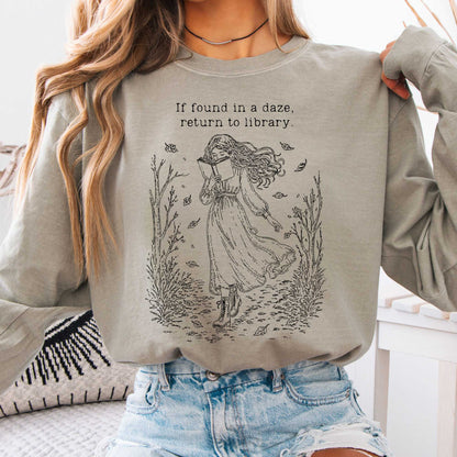 Long-sleeve Sandstone / S If Found in a Daze, Return to Library Long Sleeve The Mystic Eden