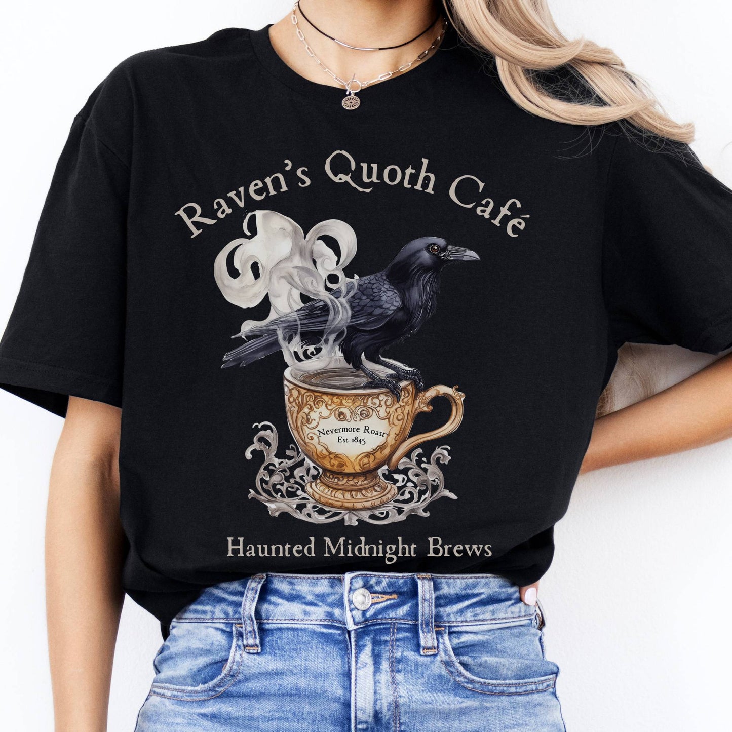 T-Shirts Raven's Quoth Cafe Poe T-Shirt The Mystic Eden