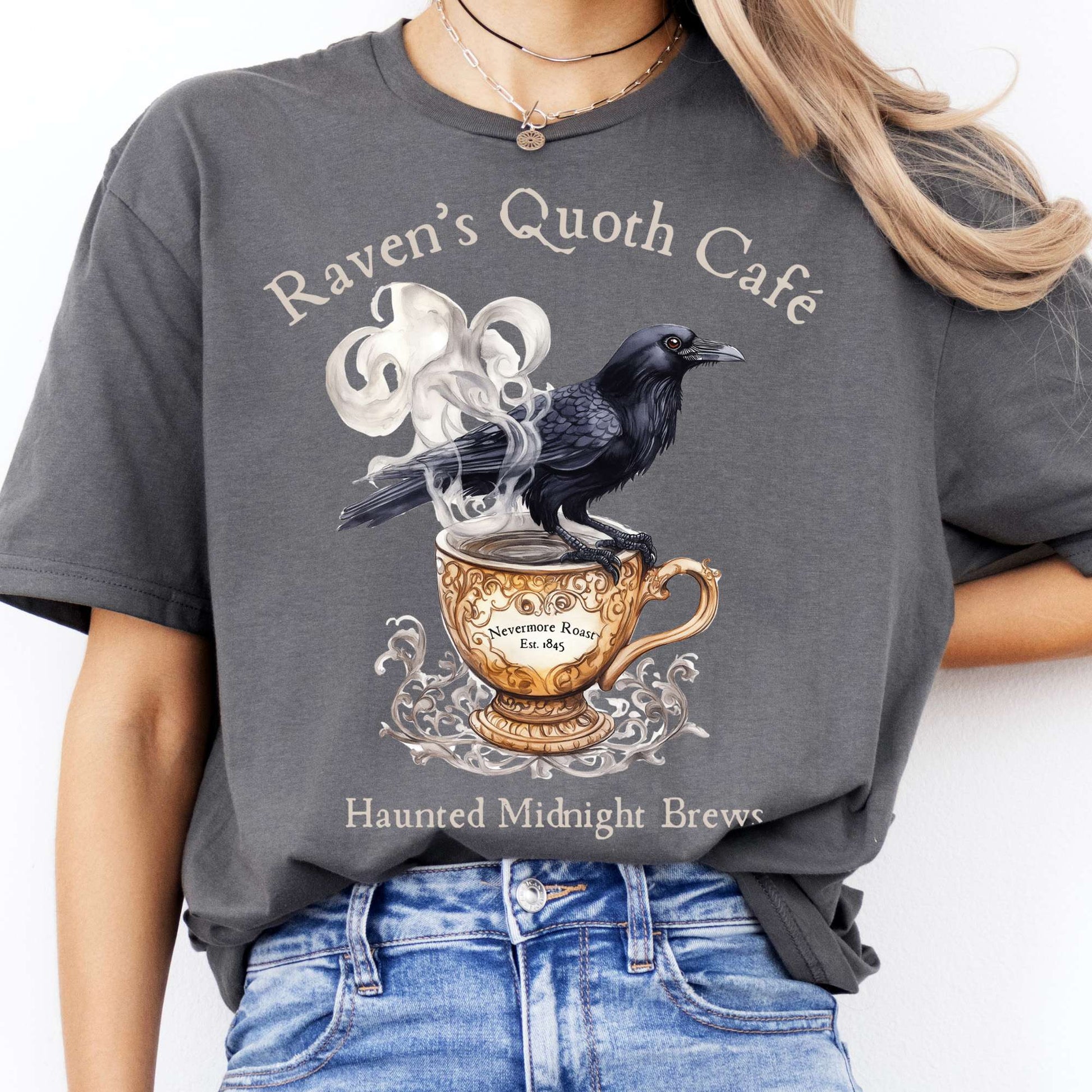T-Shirts Raven's Quoth Cafe Poe T-Shirt The Mystic Eden