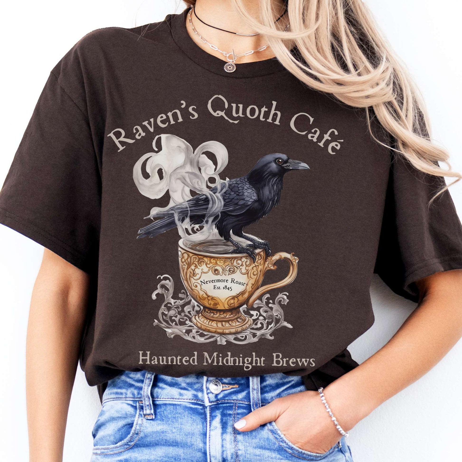 T-Shirts Raven's Quoth Cafe Poe T-Shirt The Mystic Eden