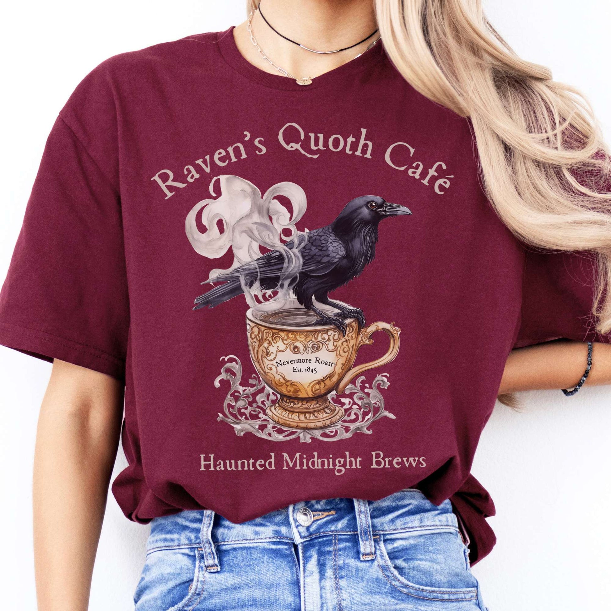 T-Shirts Raven's Quoth Cafe Poe T-Shirt The Mystic Eden