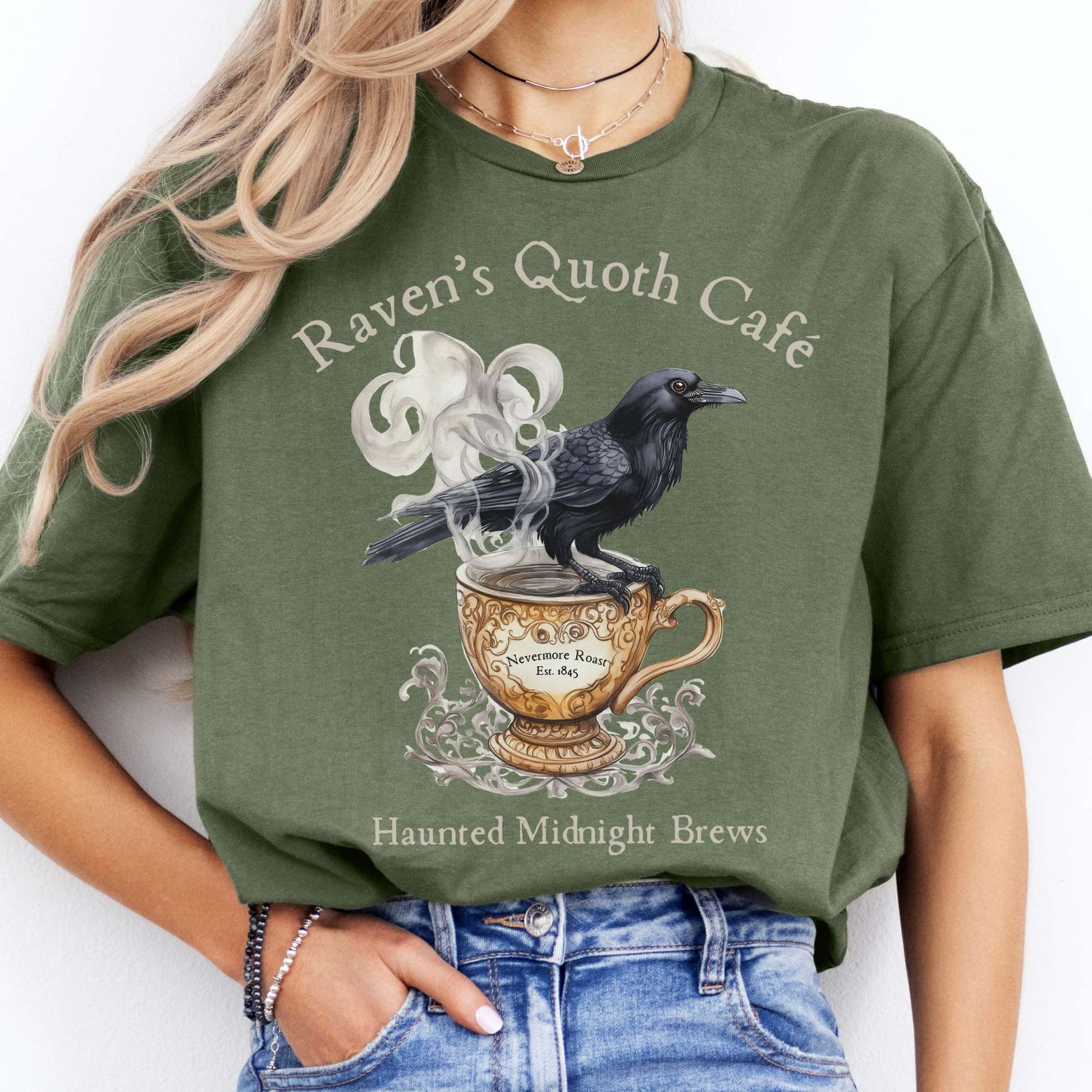 T-Shirts Raven's Quoth Cafe Poe T-Shirt The Mystic Eden