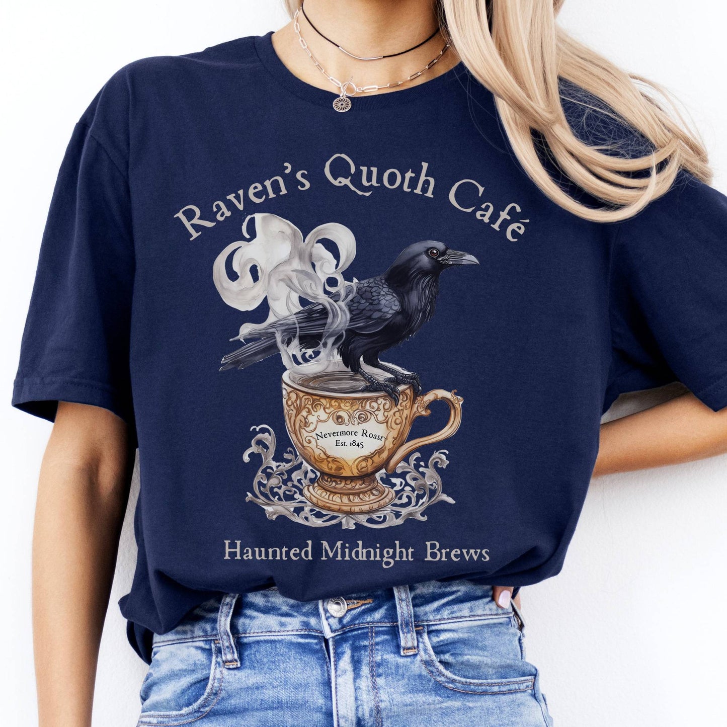 T-Shirts Raven's Quoth Cafe Poe T-Shirt The Mystic Eden