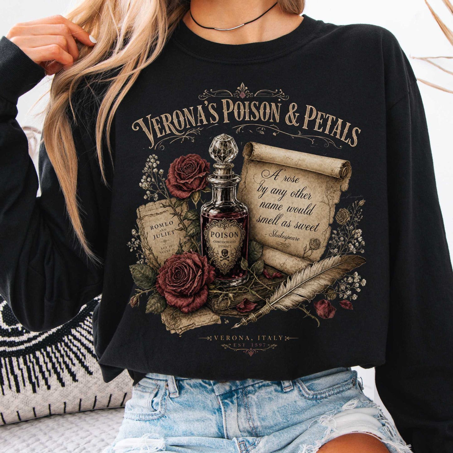 Long-sleeve Black / S Shakespeare's Verona's Poison & Petals Romeo & Juliet Long Sleeve The Mystic Eden