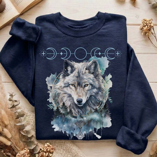 Sweatshirt Moonlit Wolf Sweatshirt The Mystic Eden