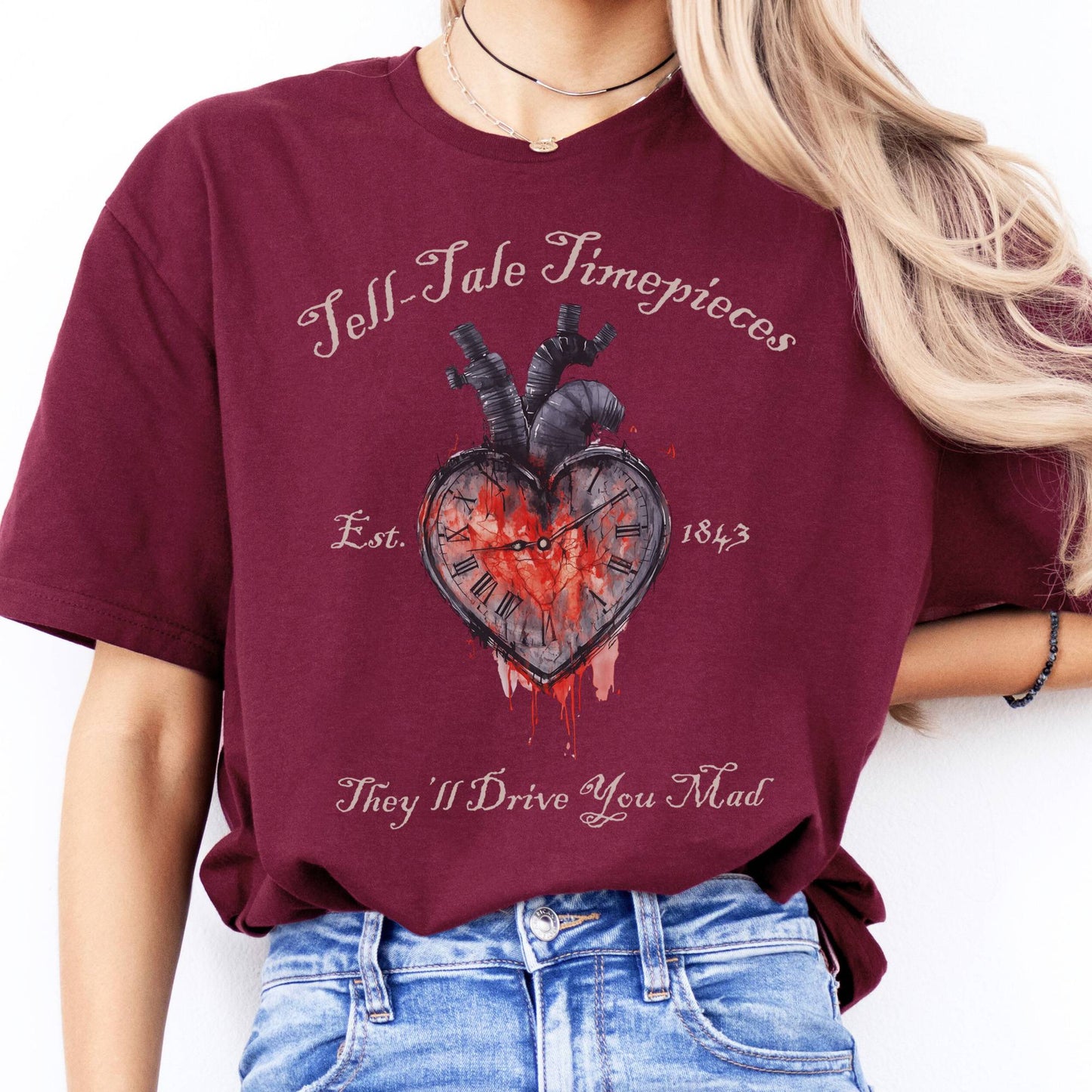 T-Shirts Tell-Tale Timepieces Edgar Allan Poe T-Shirt The Mystic Eden