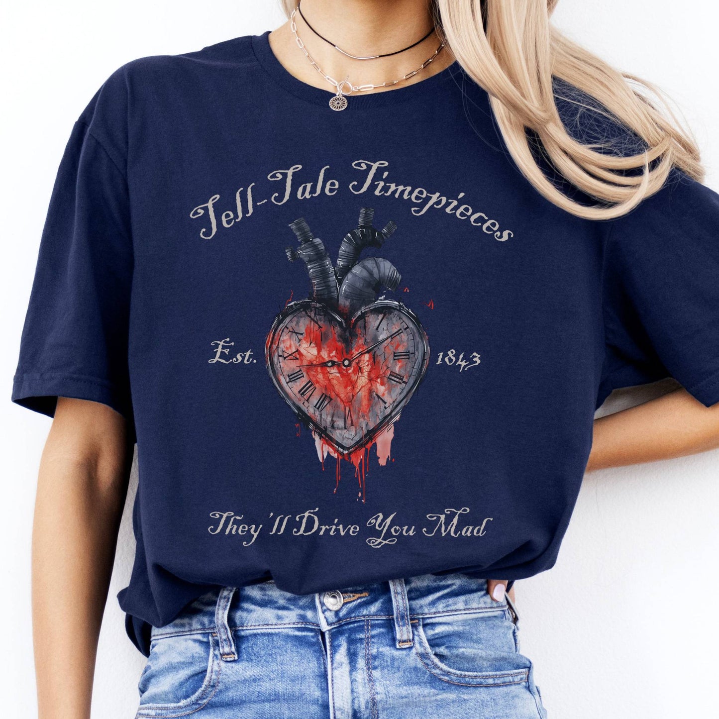 T-Shirts Tell-Tale Timepieces Edgar Allan Poe T-Shirt The Mystic Eden