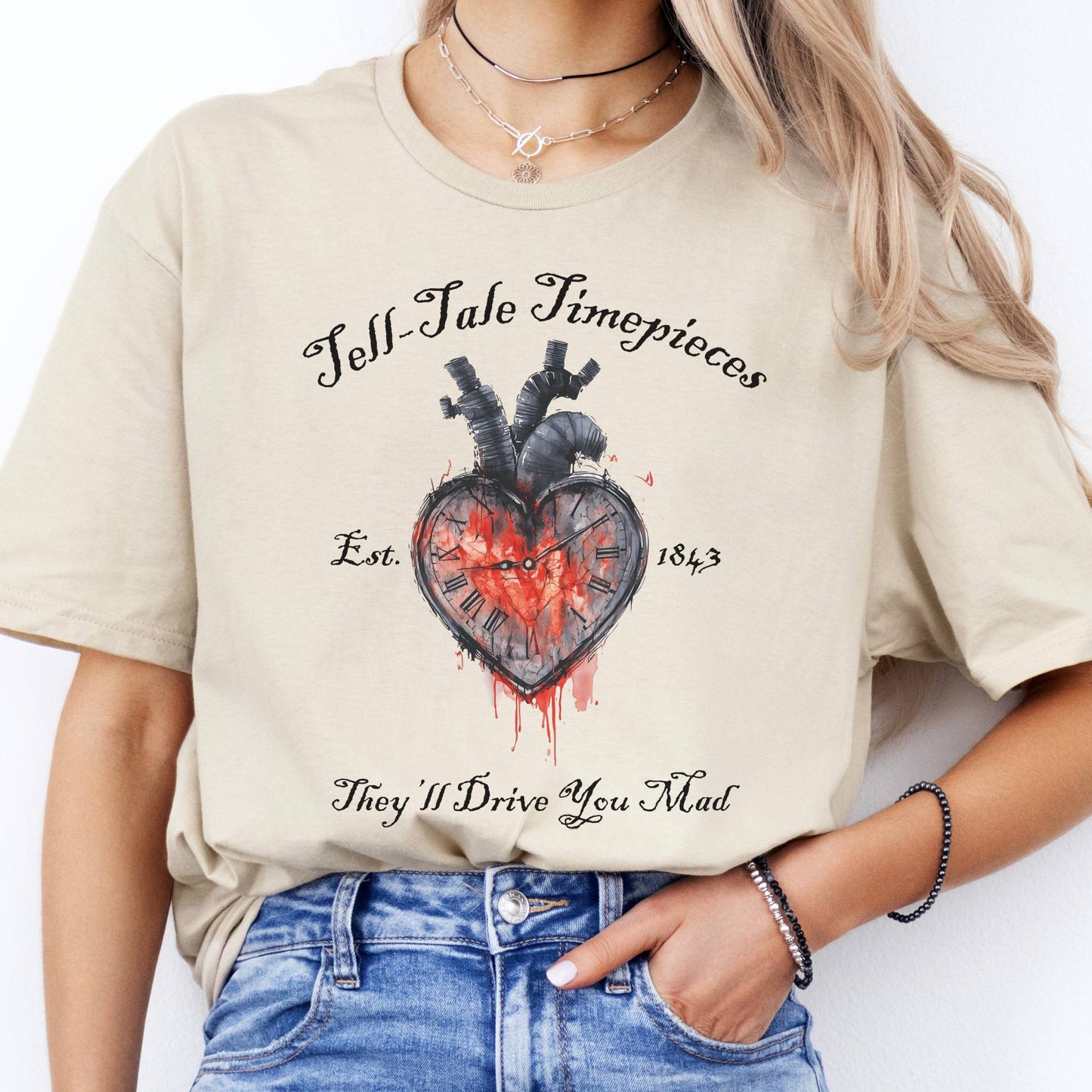 T-Shirts Tell-Tale Timepieces Edgar Allan Poe T-Shirt The Mystic Eden