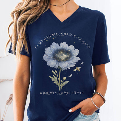 V-neck Navy / S Heaven in a Wildflower William Blake V-Neck The Mystic Eden