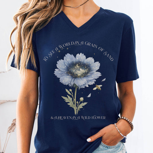 V-neck Navy / S Heaven in a Wildflower William Blake V-Neck The Mystic Eden
