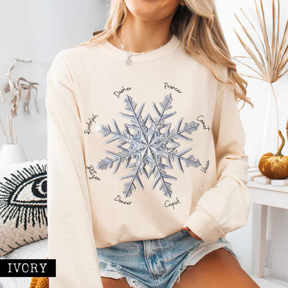 Snowflake Santa's Reindeer Long Sleeved Shirt