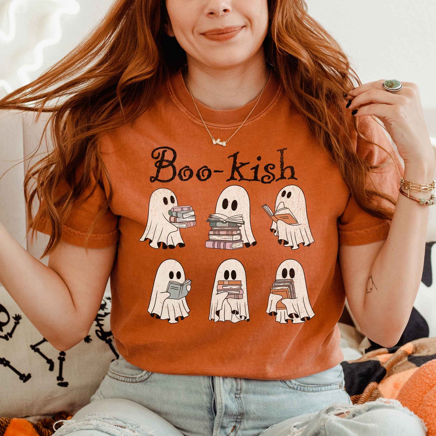 Boo-kish Ghosts Halloween Shirt Book lover Tee