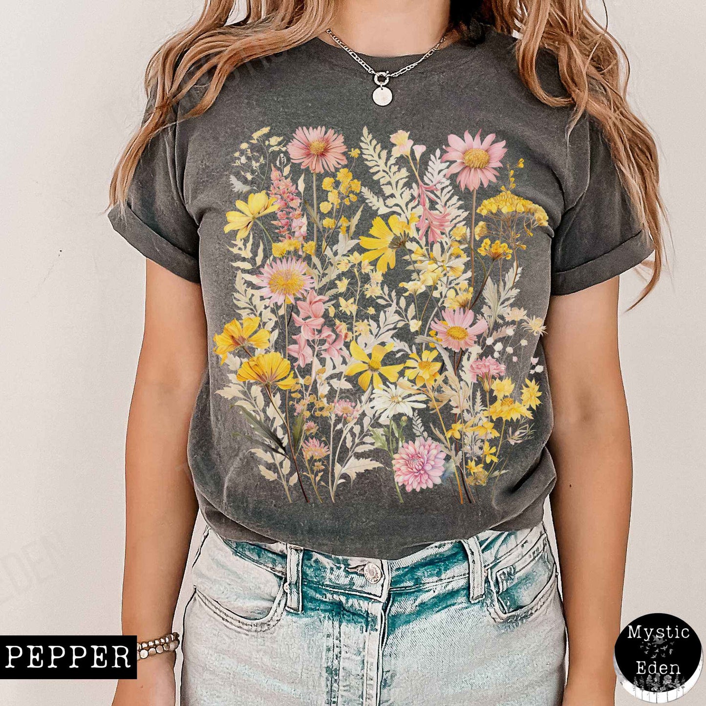 Vintage spring floral wildflowers shirt