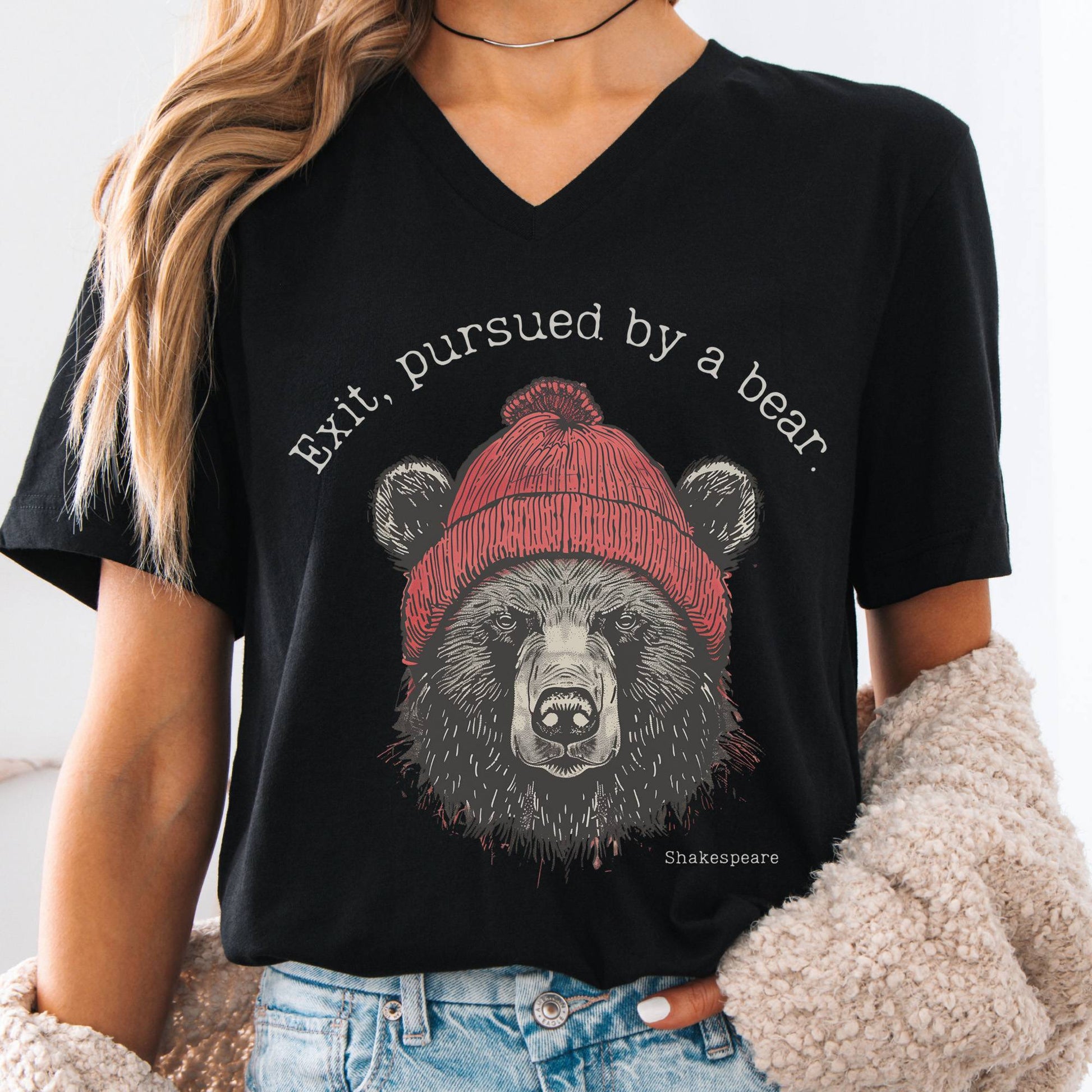 V-neck Black / S Exit, Pursued by a Bear Shakespeare V-Neck The Mystic Eden
