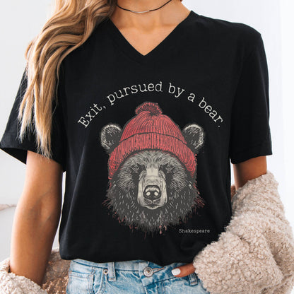 V-neck Black / S Exit, Pursued by a Bear Shakespeare V-Neck The Mystic Eden