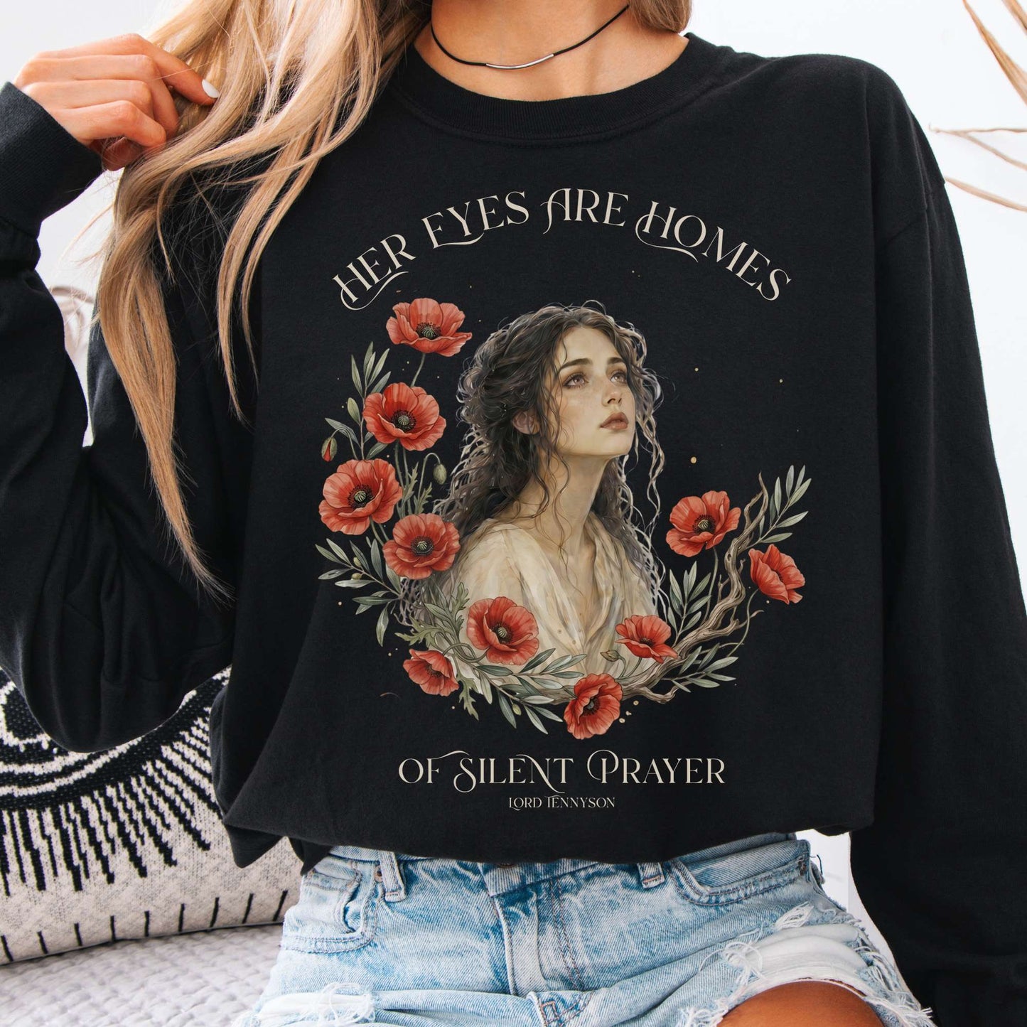Long-sleeve Black / S Her Eyes Are Homes of Silent Prayer Lord Tennyson Long Sleeve The Mystic Eden