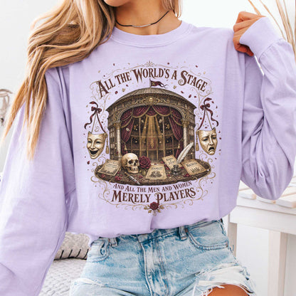 Long-sleeve Orchid / S All the World's a Stage Shakespeare Long Sleeve The Mystic Eden
