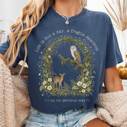 T-Shirt Denim / S Life Is But a Day, a Fragile Dewdrop John Keats T-Shirt The Mystic Eden